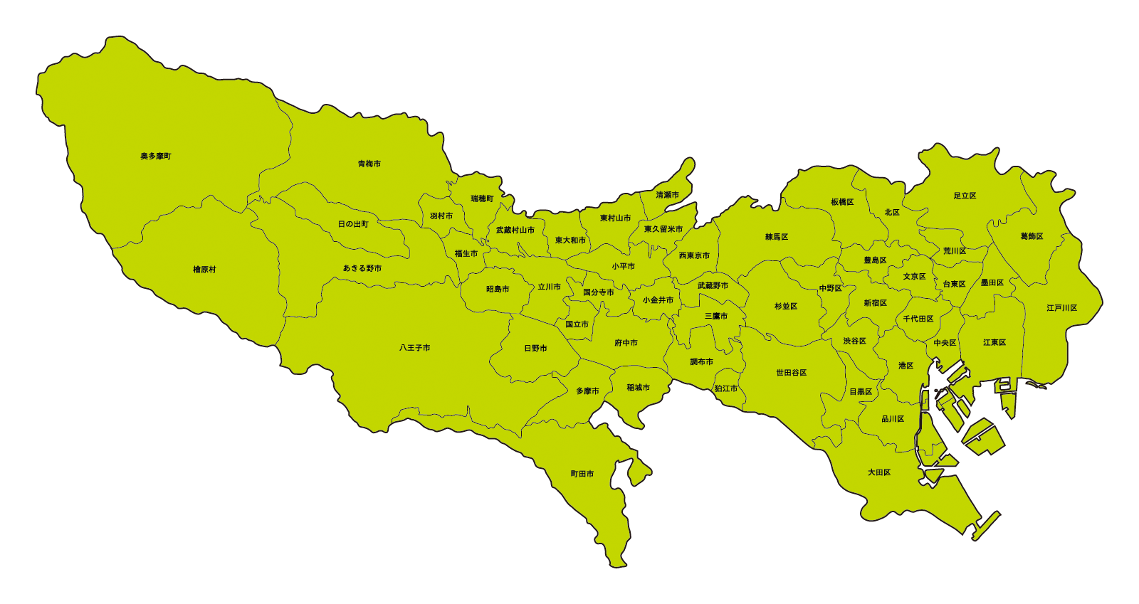 東京都内施工可能エリアマップ